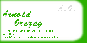 arnold orszag business card